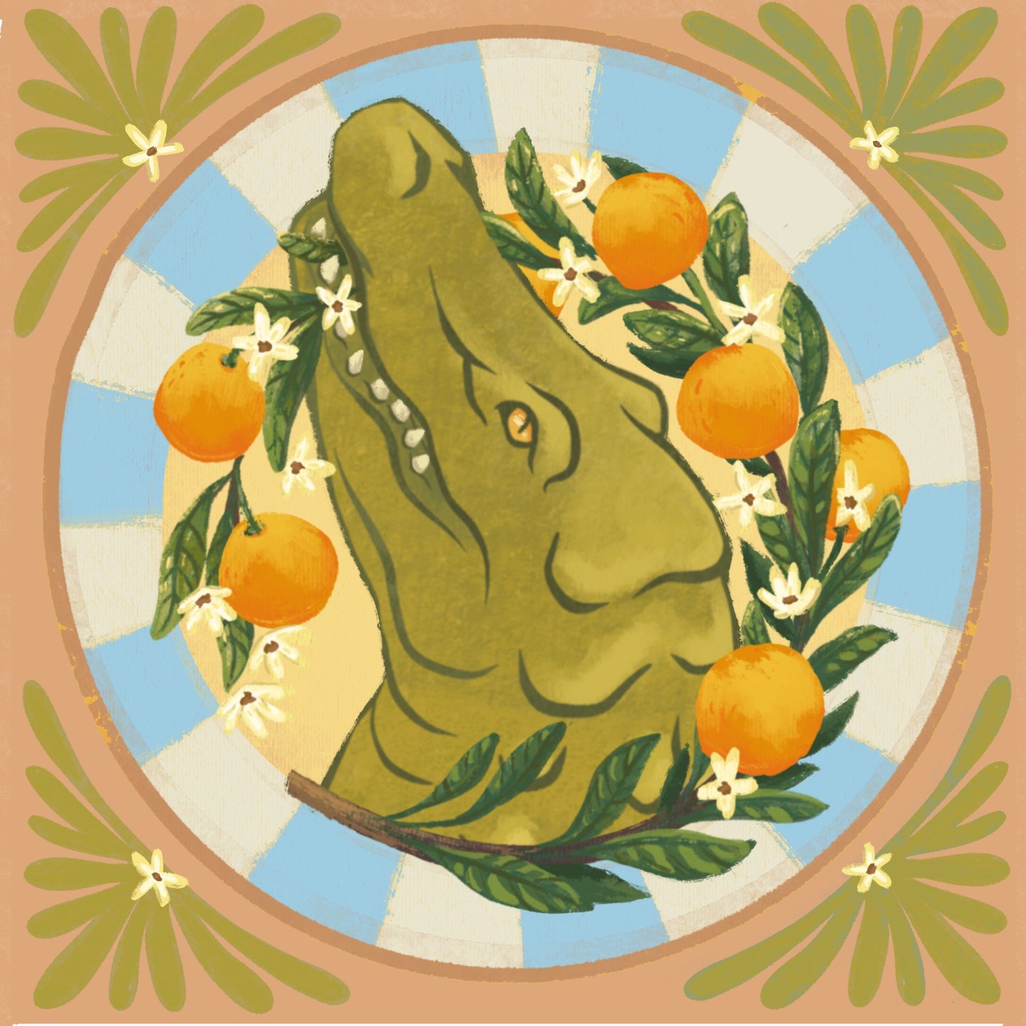 Gator & Oranges Print 8x8